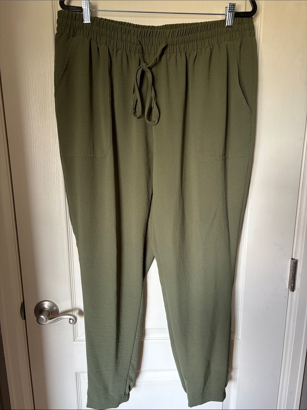 NY&Co Olive Green Lightweight Joggers XL Drawstring Pockets